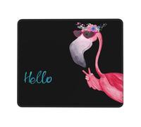Tapis de souris Hello Glasses Flamingo avec base en caoutchouc antidérapant pour ordinateur