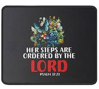 Tapis De Souris Her Steps are Ordered by The Lord Christianty Gifts for Women - Religious Holy Scriptures Accessoires De Jeu Antidérapante Mousepad Portable Mouse Pad pour Jeu Travail Bureau L