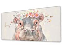 Tapis de Souris Hippopotame Gaming Mouse Pad Grand Extended XXL 800x400 Tapis de Bureau Surface Lisse avec Base Caoutchouc Imperméable et Antidérapante Mousepad pour Bureau,Travail,Ordinateur zj-682
