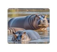 Tapis de souris hippopotame tapis de souris pour homme et femme Tapis de souris d'ordinateur avec base en caoutchouc antidérapant Tapis de clavier pour le travail