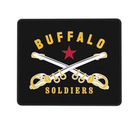 Tapis De Souris Histoire Américaine des Buffalo Soldiers Résistant À Usure avec Bord Cousu Bureau Tapis Souris, pour Ordinateur Portable, Ordinateur, Maison, 25x30cm