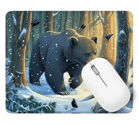 Tapis De Souris Hiver Mouse Pad Petit 25 x 21 cm, Ours Tapis Souris Gamer, Base en Caoutchouc Imperméable et Antidérapante, Vous Une Glisse Ultra-Douce et Un Suivi Optimal pour Travail, Jeux p1j-896