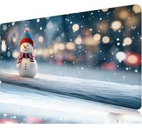 Tapis de Souris Hiver Tapis de Souris Gaming xxl 700x300x3mm, Bonhomme Neige Mouse Pad Imperméable et Antidérapant les Bords à Double Couture Assurent Durabilité,Tandis Microfibre Cadeaux Homme N1-778