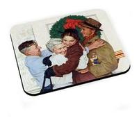 Tapis de souris Home for christmas peinture norman rockwell noel famille G