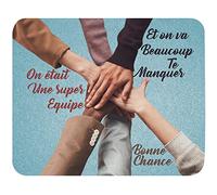 Tapis de Souris Humour collègue Super équipe Haute qualité de Glisse Confortable Doux idée Cadeau Anniversaire Noël fête démission Mutation Retraite Mouse Pad 235 x 195 x 5mm