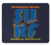 Tapis De Souris Huntington Beach Côte Pacifique Californie du Sud Surf Typographie Été Style Rétro Tapis De Souris Carré Moderne Tapis Souris, pour Maison, Jeux, 25x30cm