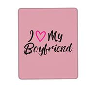 Tapis De Souris I Love My Boyfriend Pink Heart Mousepad Anti-Dérapant Mouse Pad Comfortable sous-Main pour Table Voyage Travail 25X30CM