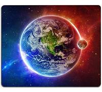 Tapis de souris Ice and Fire Earth and Moon - Tapis de souris de jeu carré imperméable avec base en caoutchouc antidérapant - Pour bureau, maison, ordinateur portable, voyage, 24,1 x 20,1 x 0,3 cm