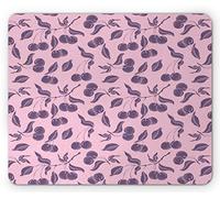 Tapis De Souris Illustration De Fruits De Cerises Fraîches sur des Branches avec des Feuilles Aux Tons Printaniers Bureau Tapis Souris Moderne Tapis De Souris Carré, pour Ordinateur, 25x30cm