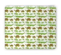Tapis De Souris Image De Style Dessin Animé De Reptiles Souriants, De Crocodiles, De Grenouilles Et De Tortues Tapis De Souris Carré avec Bord Cousu Tapis De Souris Antidérapant, pour 25X30Cm