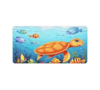 Tapis de souris imperméable 61 x 30,5 cm avec base en caoutchouc antidérapant et surface lisse pour bureau de jeu, pliable, portable, tortue et poisson, protection de bureau pour ordinateur portable