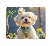 Tapis de souris imperméable avec base en caoutchouc antidérapant, joli chien maltais, tapis de souris lavable pour ordinateur portable, bureau, maison, 21,1 x 26,2 cm