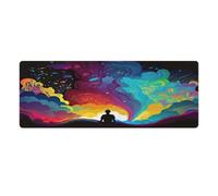 Tapis de Souris imperméable avec Motif Homme Observant Les étoiles et Motif IA 30x80cm avec Base antidérapante et Bords Cousus idéal pour Les Jeux et Le Travail au Bureau