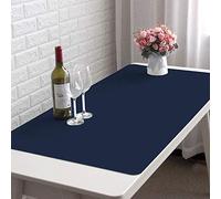 Tapis de souris imperméable en cuir synthétique pour gamer, ordinateur portable, fin, antidérapant, bleu marine 80 x 40 cm