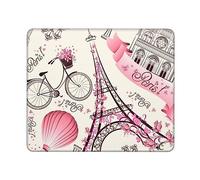 Tapis de souris imperméable et antidérapant pour ordinateur portable Motif Tour Eiffel Tour Eiffel Bycicle Tapis de souris pour femme Tapis de bureau portable pour bureau maison Taille unique