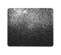 Tapis de souris imprimé à paillettes argentées brillantes avec bords cousus - Fournitures de bureau et jeux vidéo - Accessoires de bureau en caoutchouc antidérapant pour ordinateurs, ordinateurs
