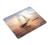 Tapis de souris imprimé bateau à voile blanc au coucher du soleil avec base en caoutchouc antidérapant Tapis de souris d'ordinateur mignon tapis de souris pour bureau maison 17,8 x 21,8 cm