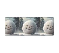 Tapis de souris imprimé boule de neige souriante extra large 30,5 x 80 cm pour bureau, jeux et apprentissage - Durable, confortable et respectueux de l'environnement