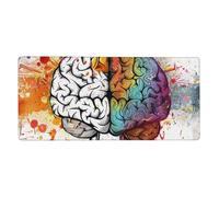 Tapis de souris imprimé cerveau gauche et droit extra large pour bureau, travail, maison, joueurs et streamers sur PC 40,6 x 90,9 cm
