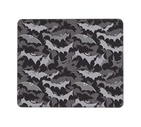 Tapis de souris imprimé chauves-souris d'Halloween gris 21,1 x 26,2 cm, base en caoutchouc antidérapant, pour ordinateur, ordinateur portable, accessoires de bureau