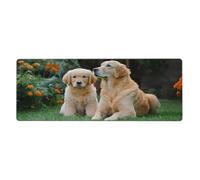 Tapis de souris imprimé chiens Golden Retriever, base en caoutchouc antidérapant, bords cousus, 30 x 80 cm