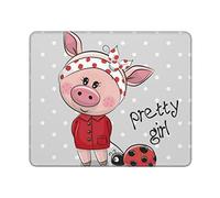 Tapis de souris imprimé cochon rose avec base en caoutchouc antidérapant, pour souris sans fil, ordinateurs portables, bureau 25,9 x 21,1 cm
