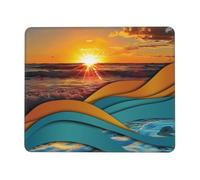 Tapis de souris imprimé coucher de soleil et coucher de soleil avec vagues de mer, 30,5 x 25,4 cm, base en caoutchouc antidérapant, tapis de souris pour ordinateur portable avec bords cousus pour