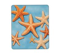 Tapis de souris imprimé étoiles de mer fond bleu avec bords cousus, tapis de souris texturé de qualité supérieure, base en caoutchouc antidérapant, pour jeux et ordinateurs portables