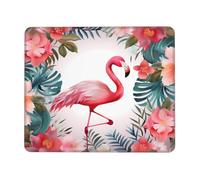 Tapis de souris imprimé (floral avec flamant rose) 21,1 x 26,2 cm, imperméable et antidérapant, base en caoutchouc pour ordinateur portable, tapis de bureau pour décoration de bureau à domicile