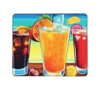 Tapis de souris imprimé Happy Hour avec base en caoutchouc antidérapant, tapis de souris carré imperméable et lavable pour ordinateur portable, pour la maison, le bureau, le travail, 17,8 x 21,8 cm