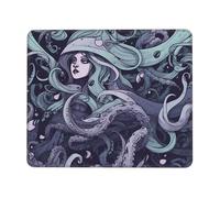 Tapis de souris imprimé inspiré de la sorcière de la mer 20,1 x 24,1 cm, base en caoutchouc antidérapant, tapis de souris pour ordinateur, ordinateur portable, accessoires de bureau