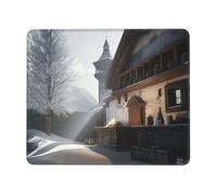 Tapis de souris imprimé La campagne française en hiver avec base antidérapante, sous-main étendu pour bureau et jeux, base en caoutchouc de 3 mm, lavable en machine, parfait pour ordinateur