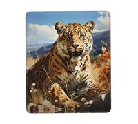 Tapis de souris imprimé léopard à la recherche d'une proie - Tapis de souris de jeu imperméable avec base en caoutchouc antidérapant pour bureau, maison et ordinateur portable - 19 x 24 cm