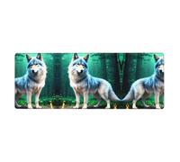 Tapis de souris imprimé loup extra large 30,5 x 80 cm pour bureau, jeux et apprentissage - Durable, confortable et respectueux de l'environnement