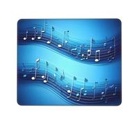 Tapis de souris imprimé notes de musique bleu ciel, tapis de souris carré imperméable et antidérapant avec base en caoutchouc pour bureau, PC, ordinateur portable