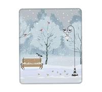 Tapis de souris imprimé oiseaux dans le parc sur une journée enneigée 17,8 x 21,8 cm, base en caoutchouc antidérapant, tapis de souris de jeu pour ordinateur, ordinateur portable, bureau, maison