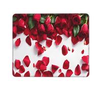 Tapis de souris imprimé (pétales de rose rouge) 21,1 x 26,2 cm, imperméable et antidérapant, base en caoutchouc pour ordinateur portable, tapis de bureau pour décoration de bureau à domicile