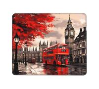 Tapis de souris imprimé (Red London Street) 25,4 x 30,5 cm, imperméable et antidérapant, base en caoutchouc pour ordinateur portable, tapis de bureau pour décoration de bureau à domicile