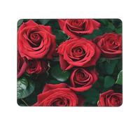 Tapis de souris imprimé (rose rouge) 21,1 x 26,2 cm, imperméable et antidérapant, base en caoutchouc pour ordinateur portable, tapis de bureau pour décoration de bureau à domicile