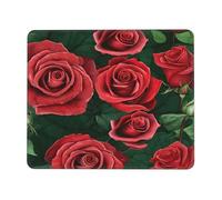 Tapis de souris imprimé (rose rouge) 21,1 x 26,2 cm, imperméable et antidérapant, base en caoutchouc pour ordinateur portable, tapis de bureau pour décoration de bureau à domicile