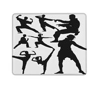 Tapis de souris imprimé (silhouettes d'arts martiaux) 21,1 x 26,2 cm, imperméable et antidérapant, base en caoutchouc pour ordinateur portable, tapis de bureau pour décoration de bureau à domicile
