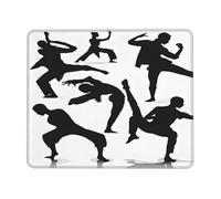 Tapis de souris imprimé (silhouettes d'arts martiaux) 25,4 x 30,5 cm, imperméable et antidérapant, base en caoutchouc pour ordinateur portable, tapis de bureau pour décoration de bureau à domicile
