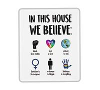 Tapis De Souris in This House We Believe Mouse Pad Anti-Dérapant sous-Main Comfortable Tapis De Bureau pour Claviers Travail Voyage 25X30CM