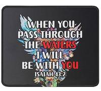 Tapis De Souris Isaiah 43:2 Verse Mousepad Imperméable Mouse Pad Glissement Facile Tapis Souris pour Travail Jeu Bureau M