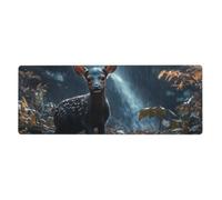 Tapis de souris « It's A Rainy Day For Little Deer » avec base en caoutchouc antidérapant étendue avec bords cousus, grand tapis de souris pour ordinateur de jeu, ordinateur de bureau, 30 x 80 cm