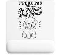 Tapis de Souris J’Peux Pas Je préfère Mon Bichon | Tapis Ergonomique 22 × 18 cm Repose-Poignet en Mousse | Bureau Télétravail Études | Cadeau Propriétaire Bichon Homme Femme Anniversaire Noël