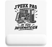 Tapis de Souris J’Peux Pas Je suis Informaticien | Tapis Ergonomique 22 × 18 cm Repose-Poignet en Mousse | Bureau Télétravail Études | Cadeau Homme Femme Anniversaire Noël