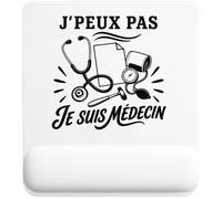 Tapis de Souris J’Peux Pas Je suis Médecin | Tapis Ergonomique 22 × 18 cm Repose-Poignet en Mousse | Bureau Télétravail Études | Cadeau Homme Femme Anniversaire Noël