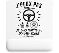 Tapis de Souris J’Peux Pas Je suis Moniteur d’Auto-école | Tapis Ergonomique 22 × 18 cm Repose-Poignet en Mousse | Bureau Télétravail Études | Cadeau Homme Femme Anniversaire Noël