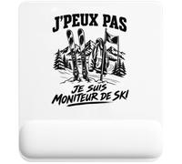 Tapis de Souris J’Peux Pas Je suis Moniteur de Ski | Tapis Ergonomique 22 × 18 cm Repose-Poignet en Mousse | Bureau Télétravail Études | Cadeau Homme Femme Anniversaire Noël